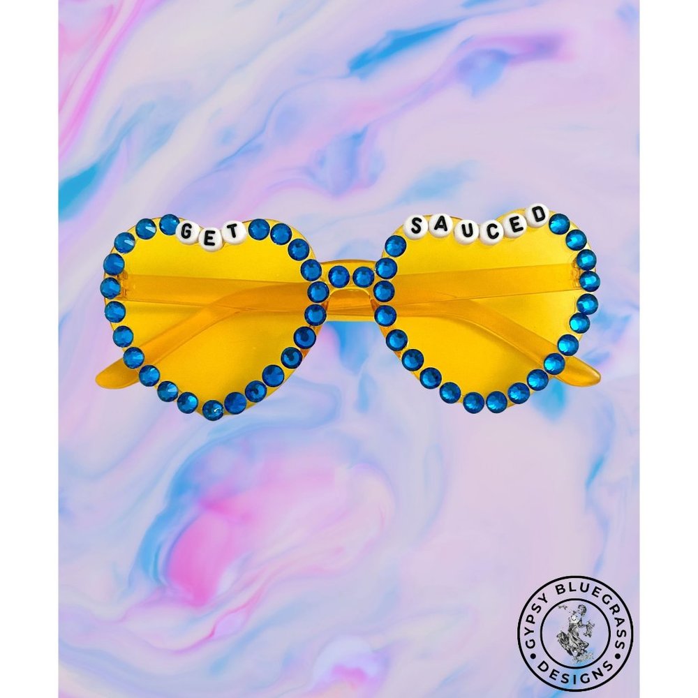 Get Sauced Festival Party Bling Rhinestone Sunglasses